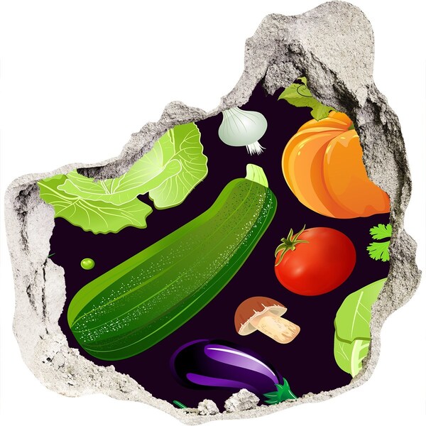 3D wall hole Fruit and Vegetables in a Hole in the Wall