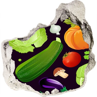 3D wall hole Fruit and Vegetables in a Hole in the Wall