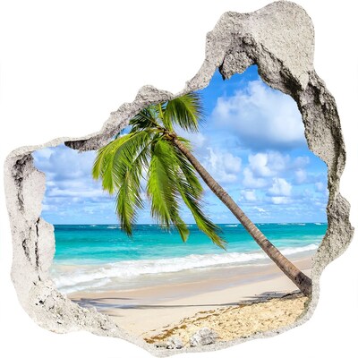 Hole wall sticker Caribbean Beach Through a Hole in the Wall