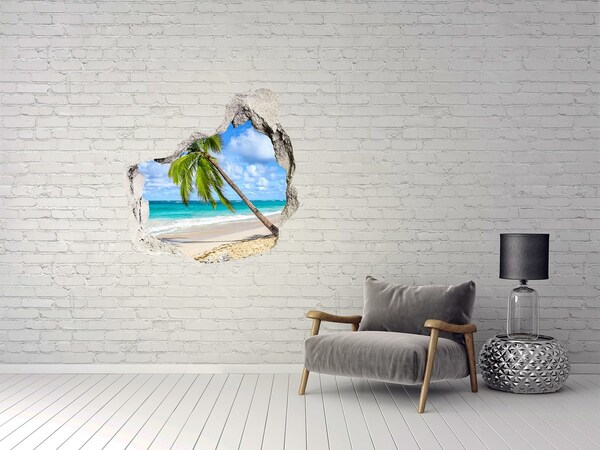 Hole wall sticker Caribbean Beach Through a Hole in the Wall