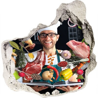 3D wall hole wallpaper Kitchen madness