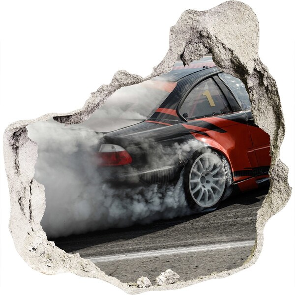 3D wall hole Race car in action