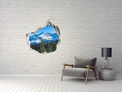 Hole in the wall sticker Winter mountain landscape