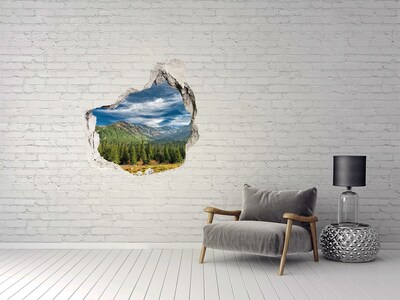 Hole in the wall sticker Mountain landscape with forest