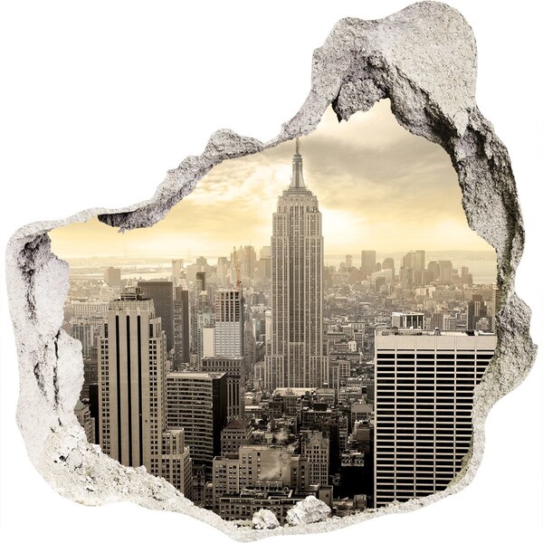 3D wall hole wallpaper Manhattan New York