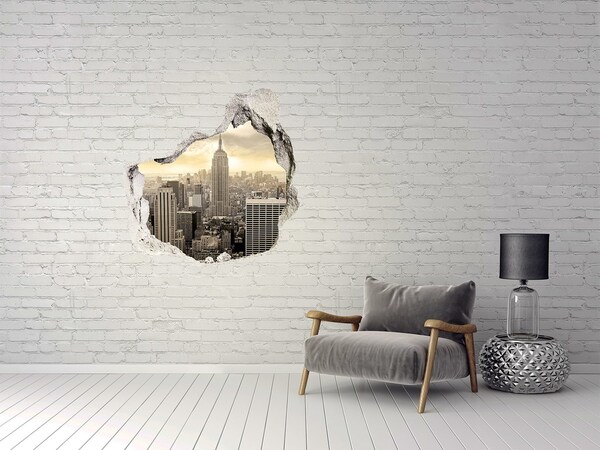 3D wall hole wallpaper Manhattan New York