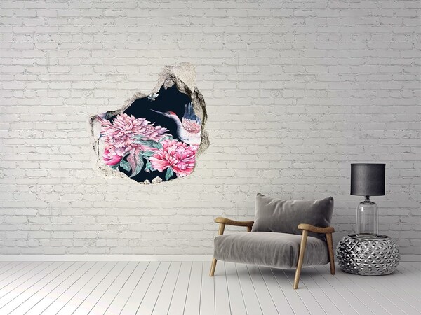 Hole wall sticker Cranes and peonies