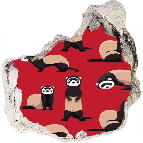 Hole in the wall decal Funky Ferrets in a Wall Hole