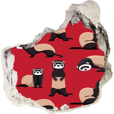 Hole in the wall decal Funky Ferrets in a Wall Hole