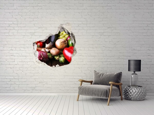 Hole in the wall sticker Vegetables and fruits