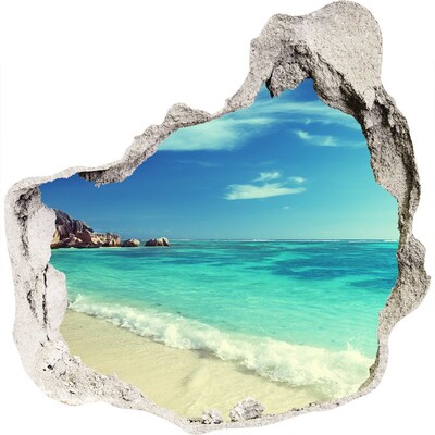Hole wall sticker Caribbean Beach Through a Hole in the Wall