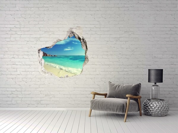 Hole wall sticker Caribbean Beach Through a Hole in the Wall