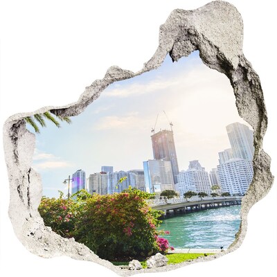 Hole in the wall decal View of the city from the waterfront