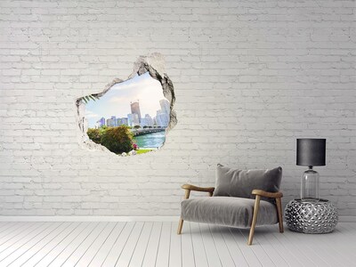 Hole in the wall decal View of the city from the waterfront
