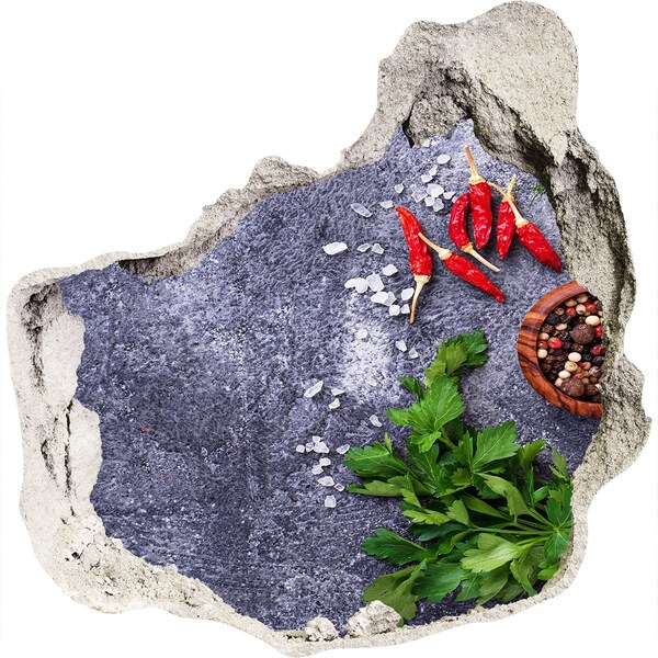 3D wall hole wallpaper Herbs and spices