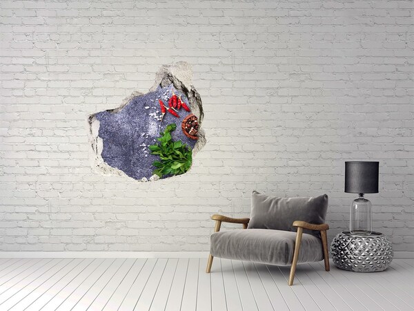 3D wall hole wallpaper Herbs and spices