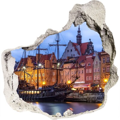 Hole in the wall sticker Bay with a pirate ship
