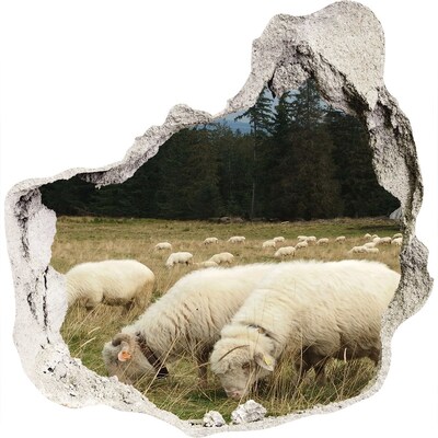 Hole in the wall sticker Sheep in the meadow