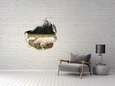 Hole in the wall sticker Sheep in the meadow