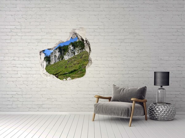 Hole in the wall decal Mountain landscape through a hole in the wall