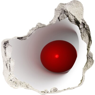 3D wall hole wallpaper Red ball in a hole in the wall