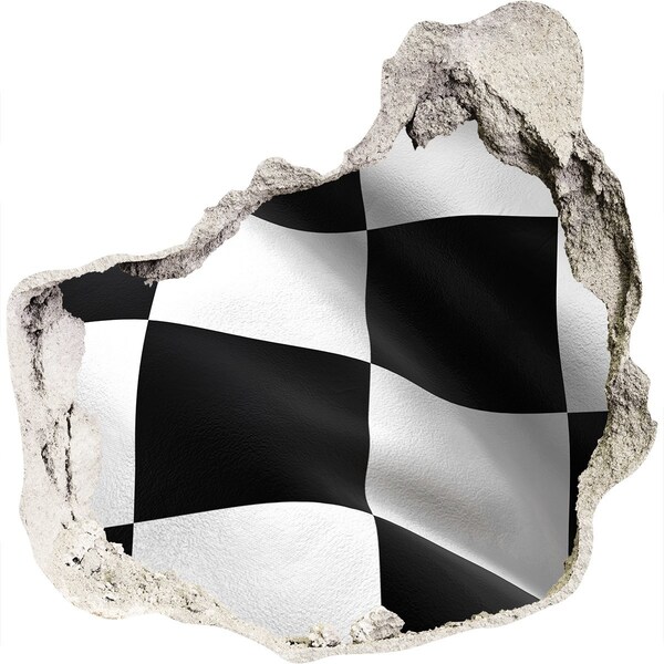 Hole in the wall sticker Racing checkered flag