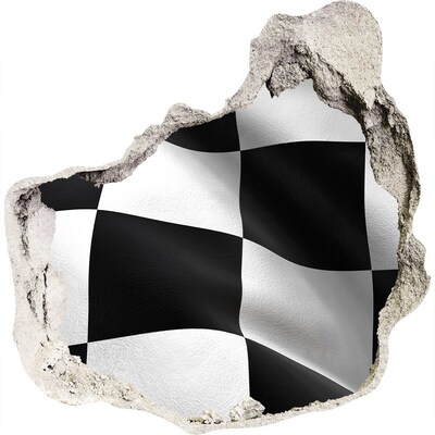 Hole in the wall sticker Racing checkered flag