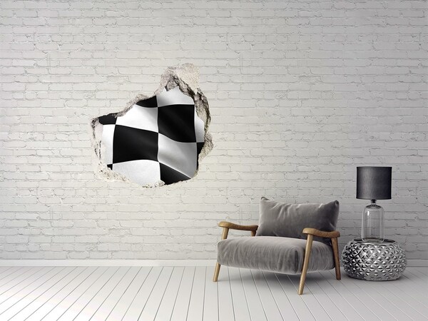 Hole in the wall sticker Racing checkered flag