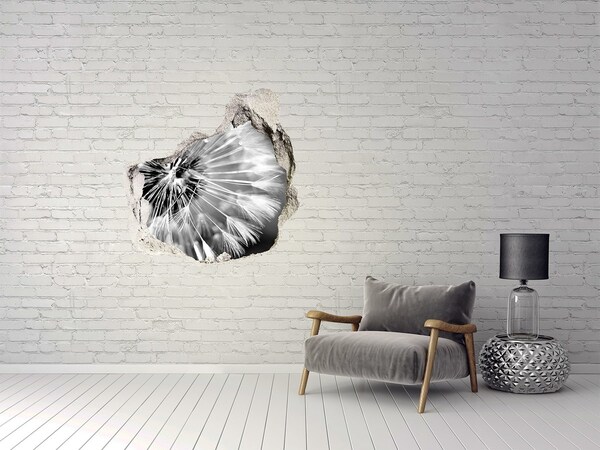 Hole wall sticker Dandelions in black and white