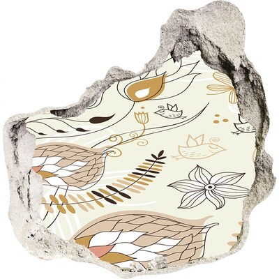 Hole wall sticker Spring birds in the garden