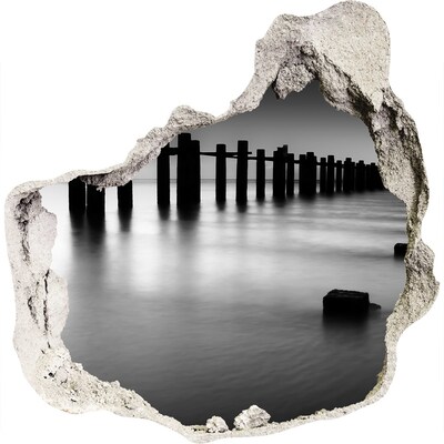 Hole wall sticker A sunken pier in a monochromatic setting