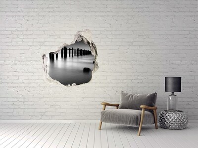 Hole wall sticker A sunken pier in a monochromatic setting
