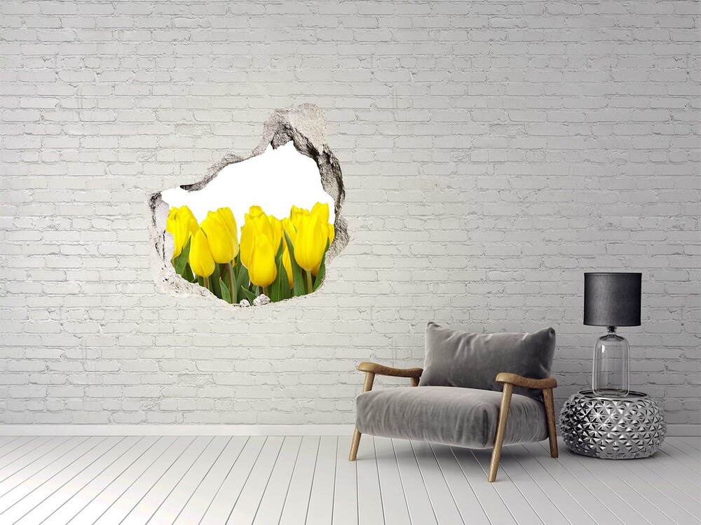 Hole wall sticker Yellow tulips