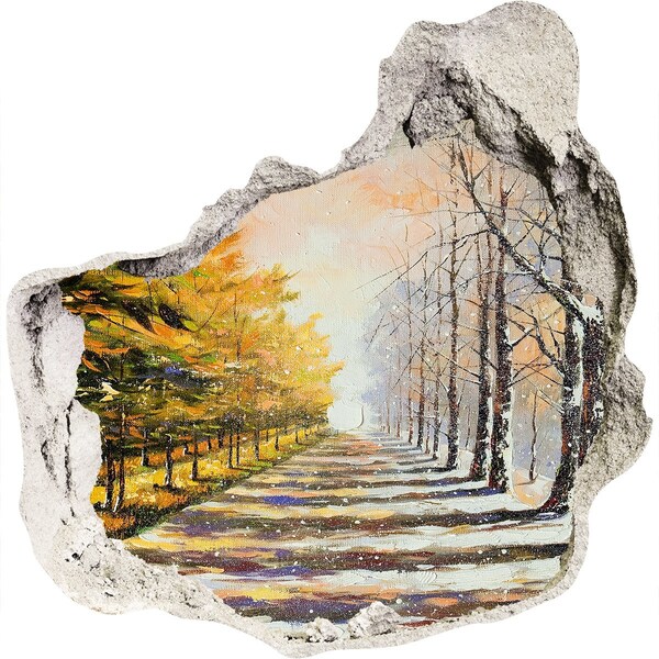 Hole wall sticker Autumn avenue of trees