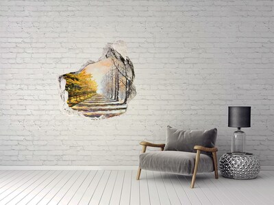 Hole wall sticker Autumn avenue of trees