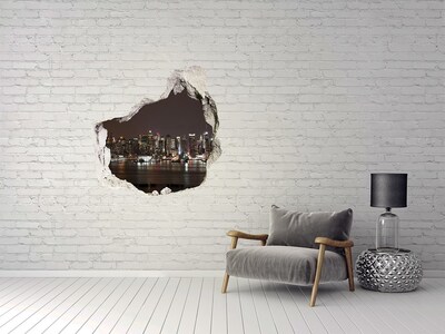 3D wall hole wallpaper New York at night