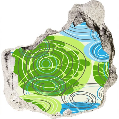 Hole in the wall sticker Patterns in green and blue