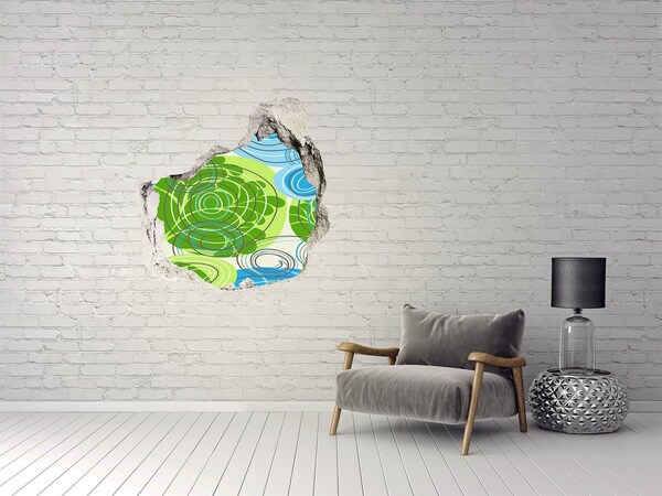 Hole in the wall sticker Patterns in green and blue