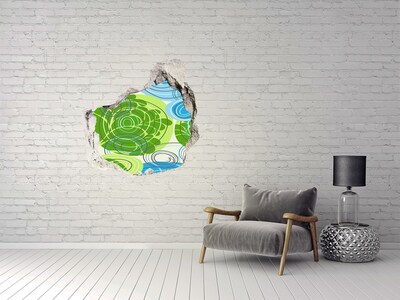 Hole in the wall sticker Patterns in green and blue
