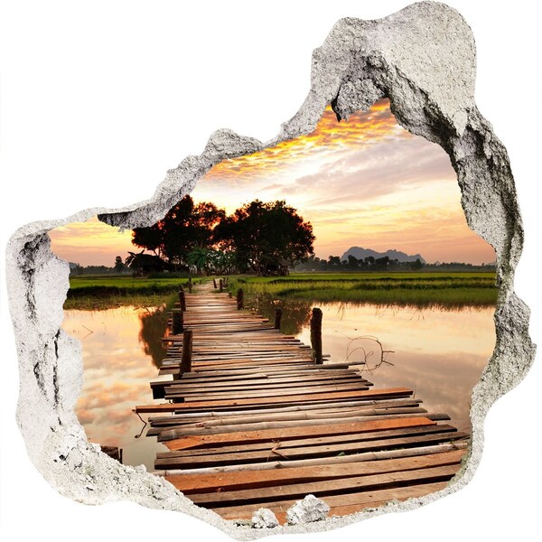 Hole wall sticker Sunset over the lake