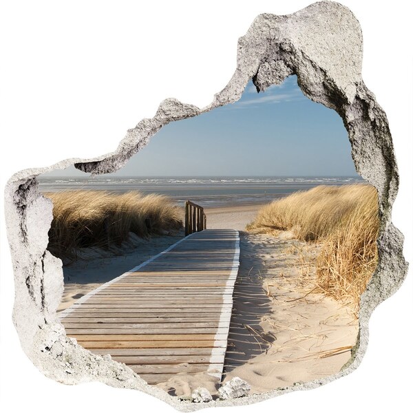 Hole in the wall decal Signpost to the beach