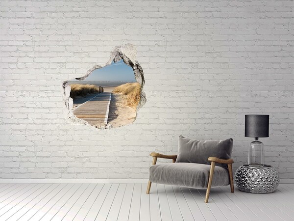 Hole in the wall decal Signpost to the beach