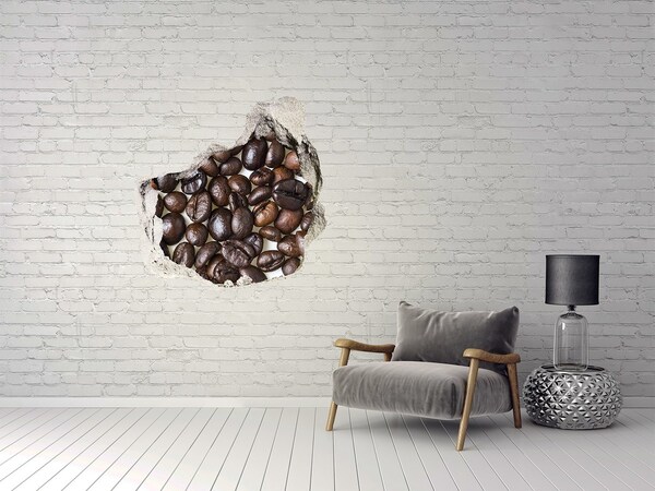 3D wall hole wallpaper Coffee in a ruined wall