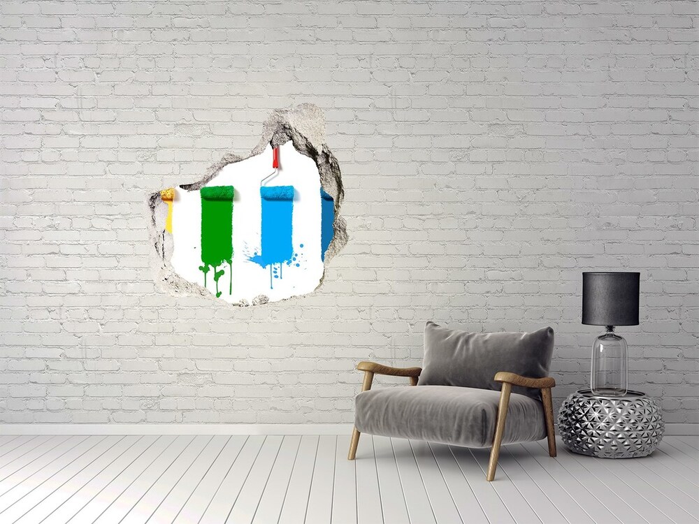 Hole in the wall sticker Painting rollers