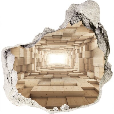 Hole in the wall decal Wooden maze in the wall