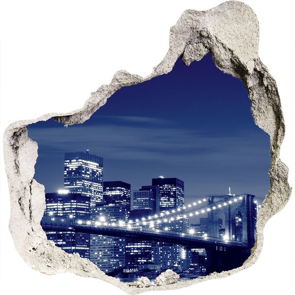 Hole in the wall decal Brooklyn Bridge at night