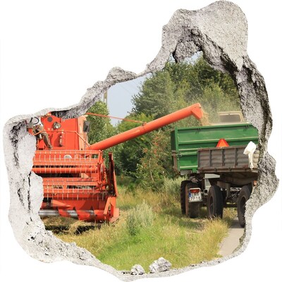Hole wall sticker Agricultural machinery in action