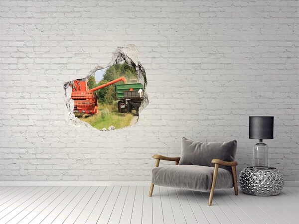 Hole wall sticker Agricultural machinery in action