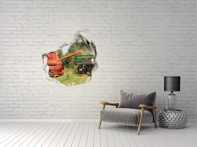 Hole wall sticker Agricultural machinery in action
