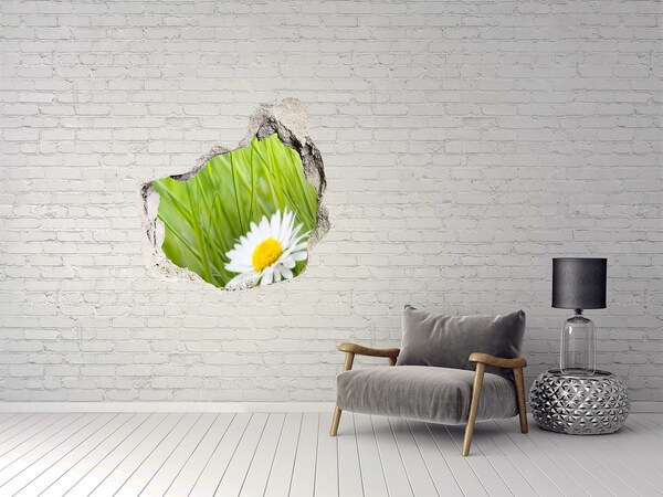 Hole in the wall sticker A flower in a green garden